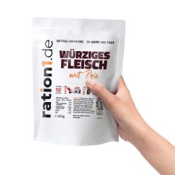 Notvorrat Würziges Fleisch mit Reis im Konserven-Beutel 4 x 400 g (MHD 2033)