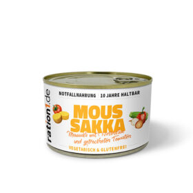 Mous-sakka (Moussaka, Hirtenkäse, getr. Tomaten)
