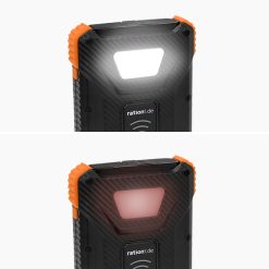ration1 Powerbank 10.000 mAh mit LED-Lampe, Solar-Panel & kabellosem Laden
