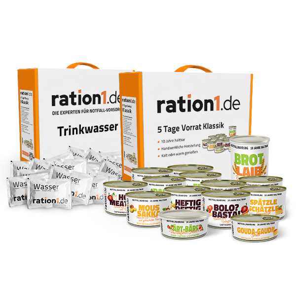 5 Tage Komplett-Paket Notvorrat Klassik mit Trinkwasser