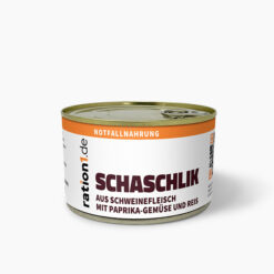 Notvorrat Schaschlik, Konserve 400g als Notfallnahrung, für Outdoor und Camping