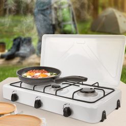 Gaskocher 3-flammig - Campingkocher Komplett-Set inkl. Gaskartuschen und Zubehör