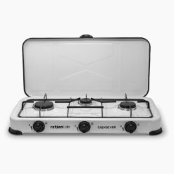 Gaskocher 3-flammig 30mbar für Gasanlage und Außensteckdose von Wohnmobil und Wohnwagen