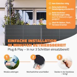 Balkonkraftwerk Basis 860Wp bifazial, 2 Solarmodule und Wechselrichter