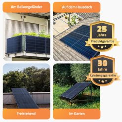 Balkonkraftwerk Klassik, 1720Wp, bifazial, 4 Solarmodule und Wechselrichter