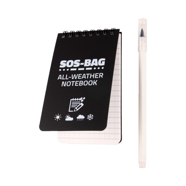 Allwetter-Notizbuch mit Stift für Notfallrucksack