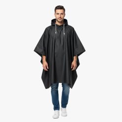 Poncho schwarz für Regen, Wind und Wetter