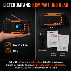HW1145 Kurbelradio Lieferumfang