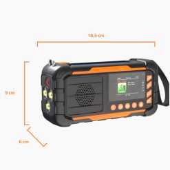 Outdoor Kurbelradio mit 10000 mAh Akku und COB-LED Abmessungen